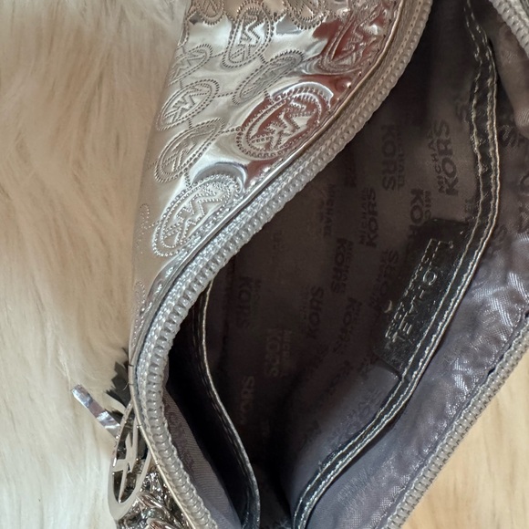 Michael Kors Shiny Silver Embossed Make-Up Case - Picture 5 of 8